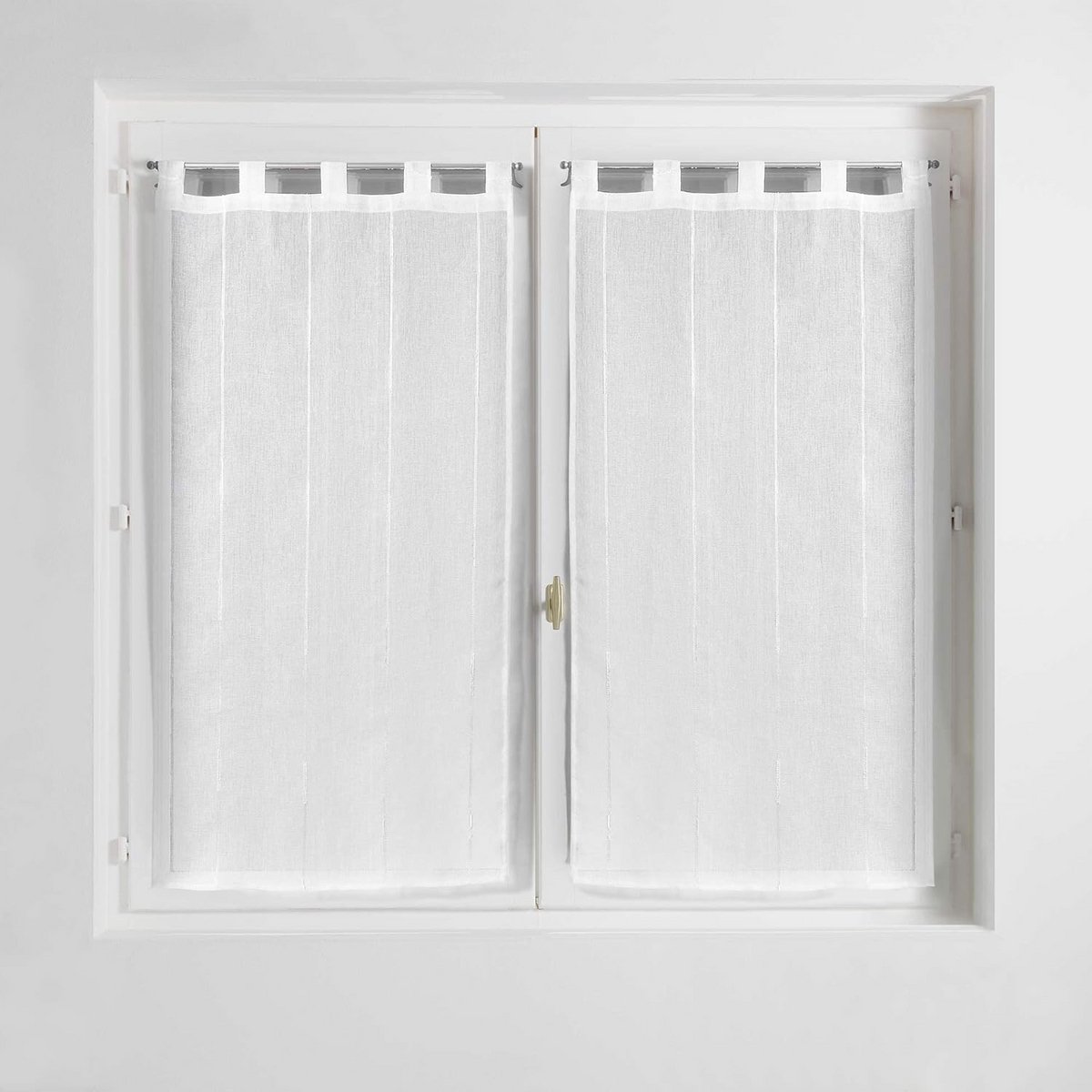 Gordijnen met lussen - Raambekleding - Sfeervol Interieur - Zandstraal voile - 90x60 cm - Wit