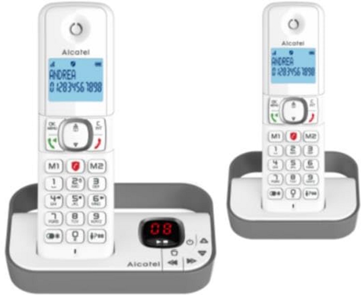 Draadloze Telefoon - Vaste Telefoon - Thuis Bellen - Eenvoudig in gebruik - Duo Set - Wit Grijs