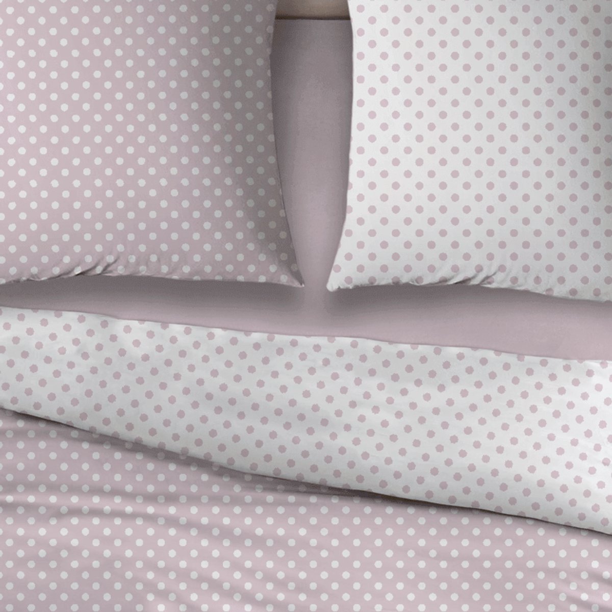 Sleepnight Dekbedovertrek Katoen Pierrot Pink - 200 x 200/220 cm + 2 kussenslopen - [Roze]