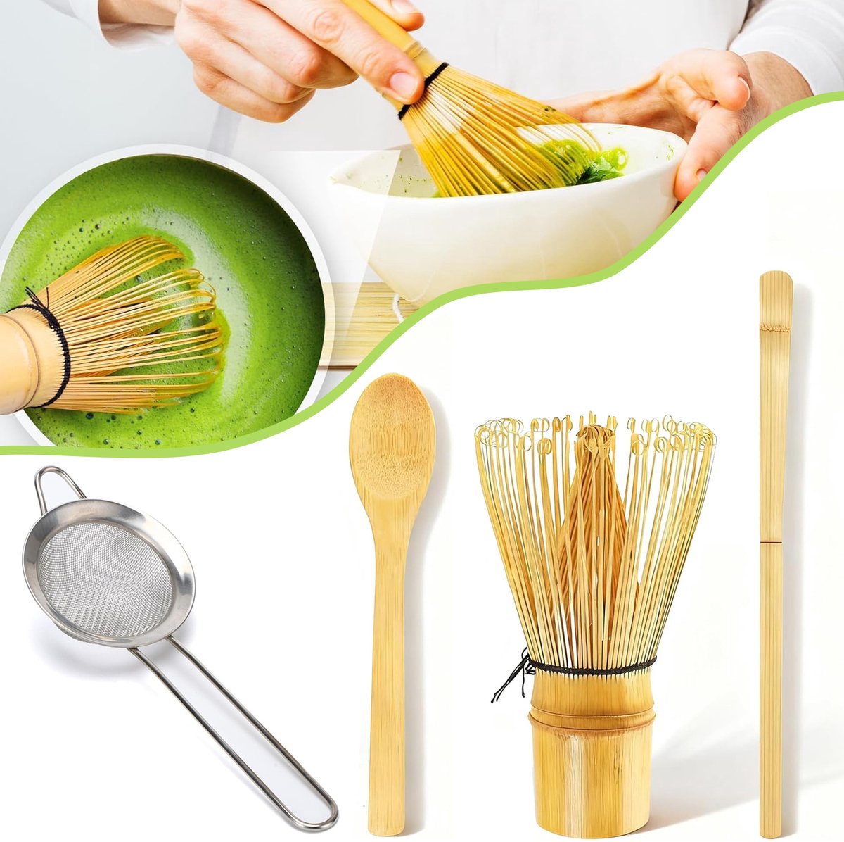 Matcha Garde Set - Bamboe Matcha Garde, Zeef, Theelepel En Theelepel - Matcha Netwerk - Matcha-Kit Voor Het Bereiden Van Authentieke Matcha-Thee