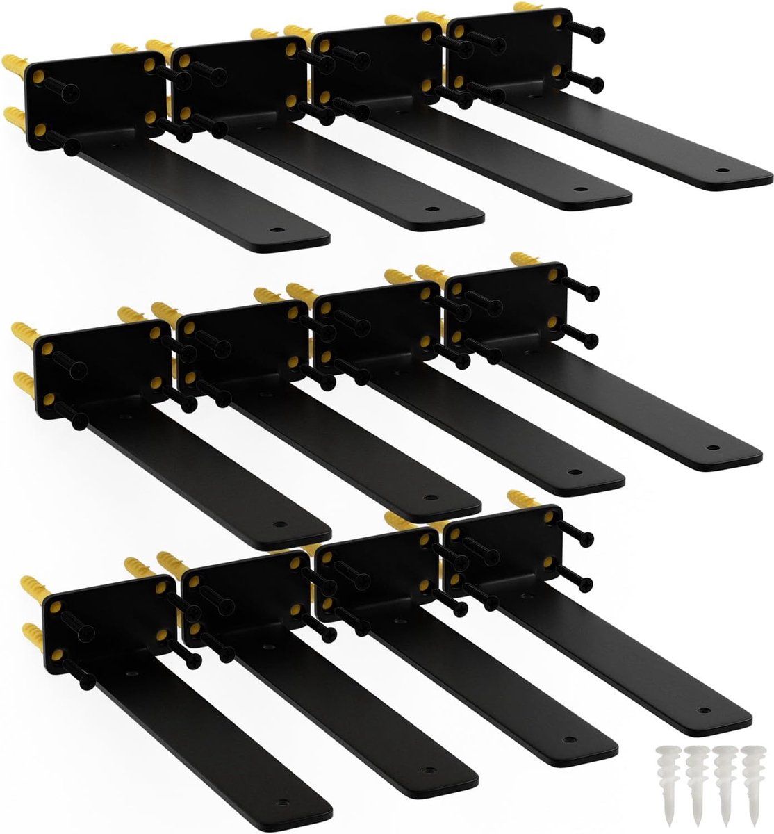 Zwevende Plankbeugels - Verborgen Steunen - Wanddecoratie Ophangen - Robuuste Constructie - 10 Inch - Zwart