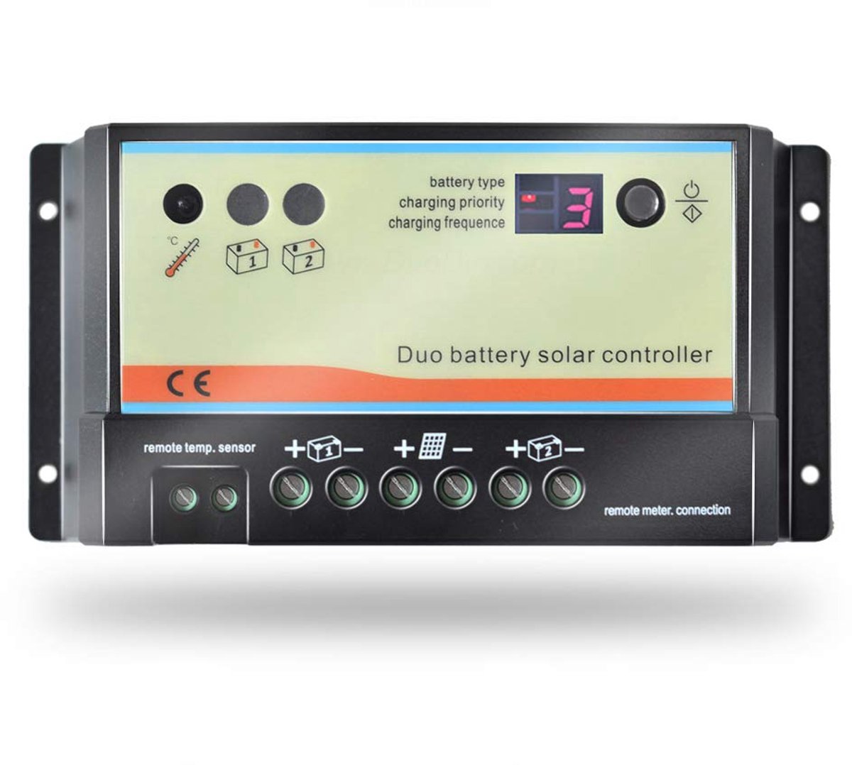 Solar Laadregelaar - Batterij Oplader - Accu Beheer - Dubbele Batterij Ondersteuning - 20A - Grijs