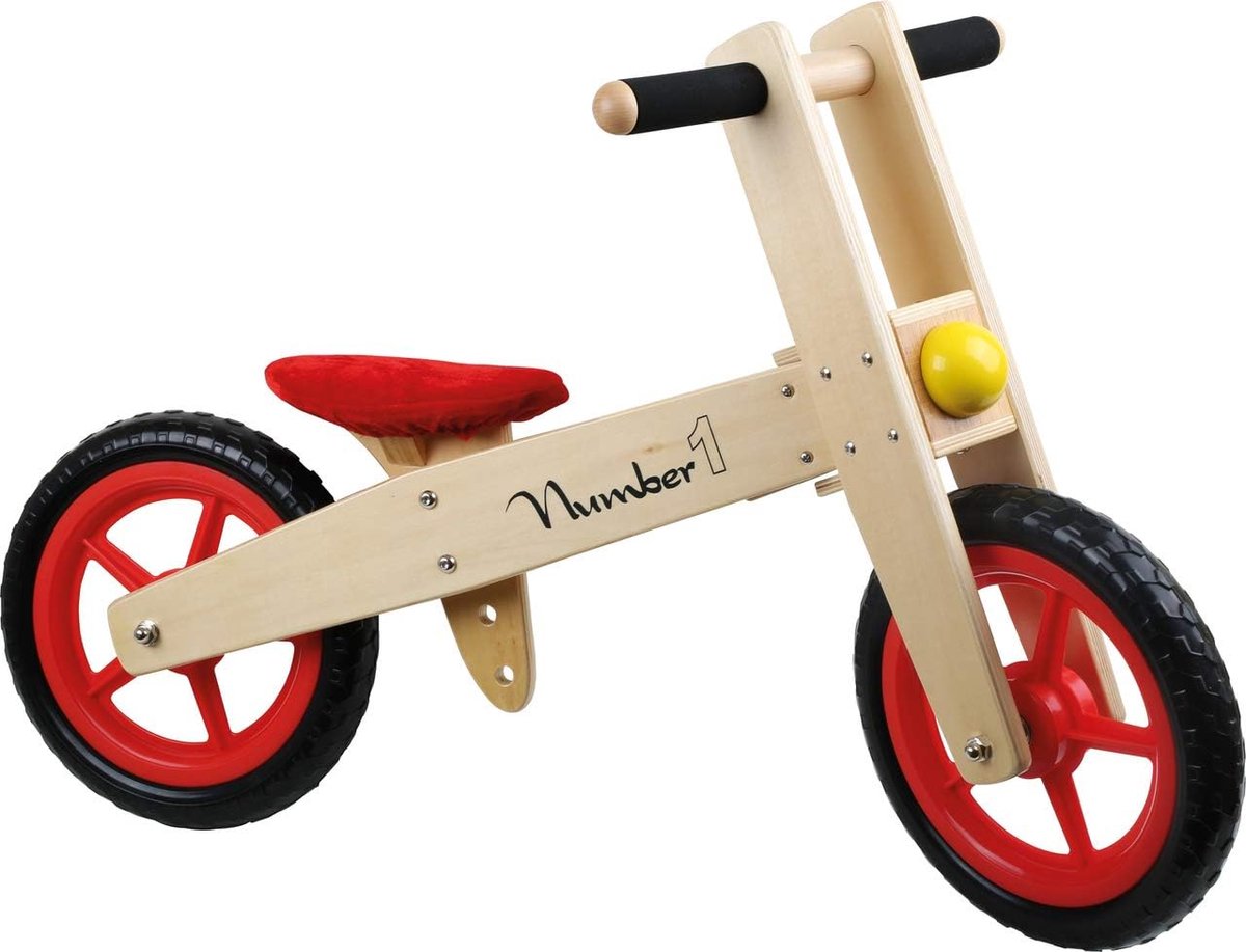 Loopfiets van Hout Eerste Fiets Evenwicht Trainen Verstelbare Zithoogte 85 x 32 x 56 cm
