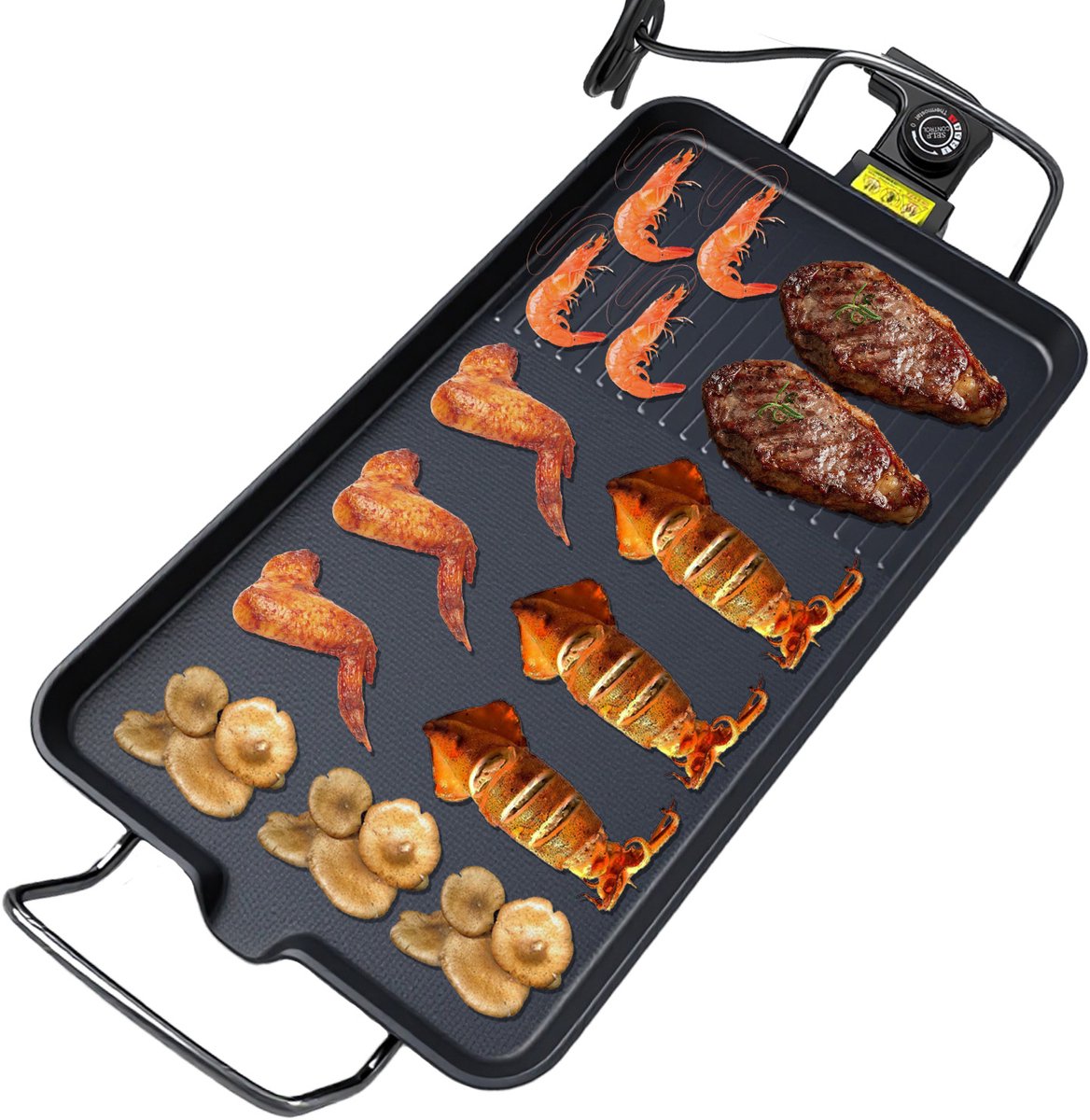 Binnengrill – Rookarm – 1500W elektrische grillplaat – Voor Koreaanse barbecue – Antiaanbaklaag – Zwart