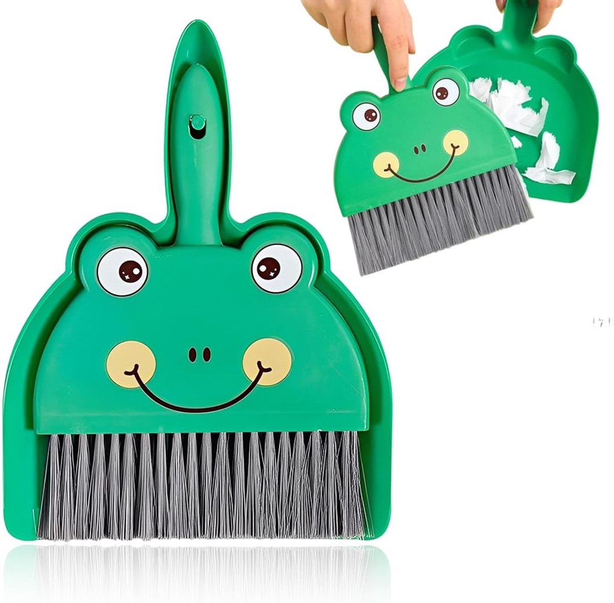 Mini veegset - Kleine borstel - Snelle schoonmaak - Ergonomisch ontwerp - Compact - Grijs