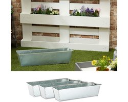 Bloembakken Set - Pallet Bakken - Planten Aankleden - Weerbestendig Zink - 4 Stuks - Zilver