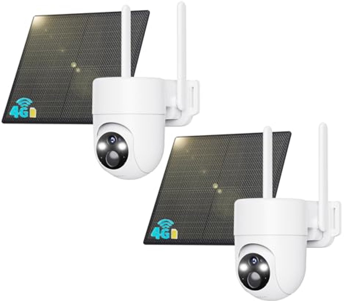 4G LTE camera - Bewakingscamera buiten - Objecten beveiligen - Draadloos op zonne-energie - 2 stuks - Zwart