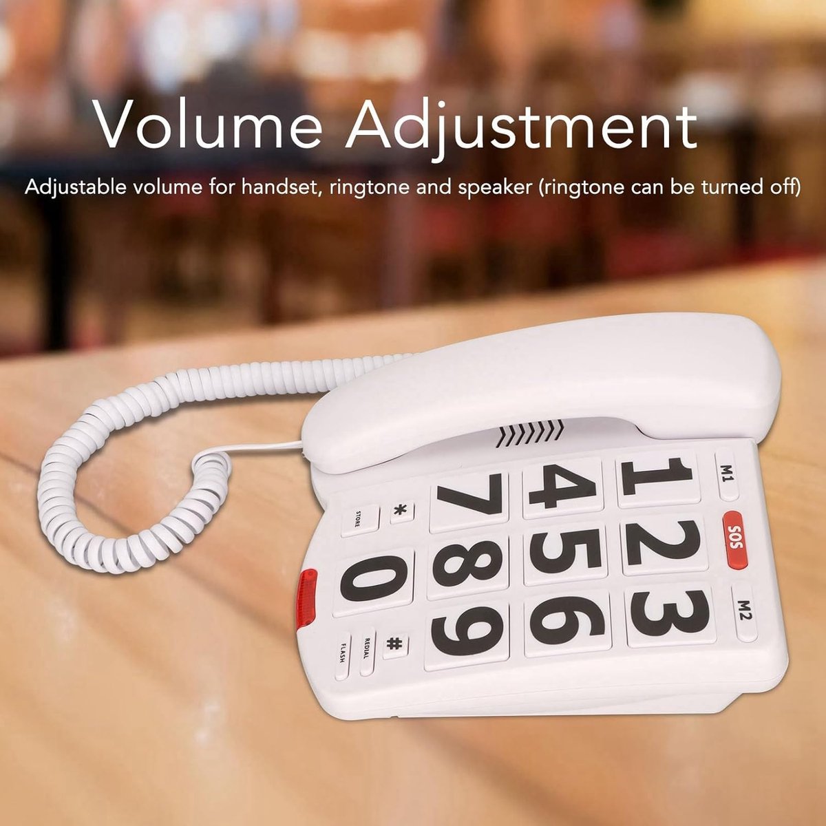 Vaste Telefoon - Grote Knop Telefoon - Eenvoudig Bellen - Versterkt Volume - N.v.t. - Wit