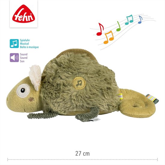 Slaaphulp Kameleon - Knuffel met geluid - Baby kalmeren - Met cry-sensor - 27 cm - Kaki — afbeelding 4