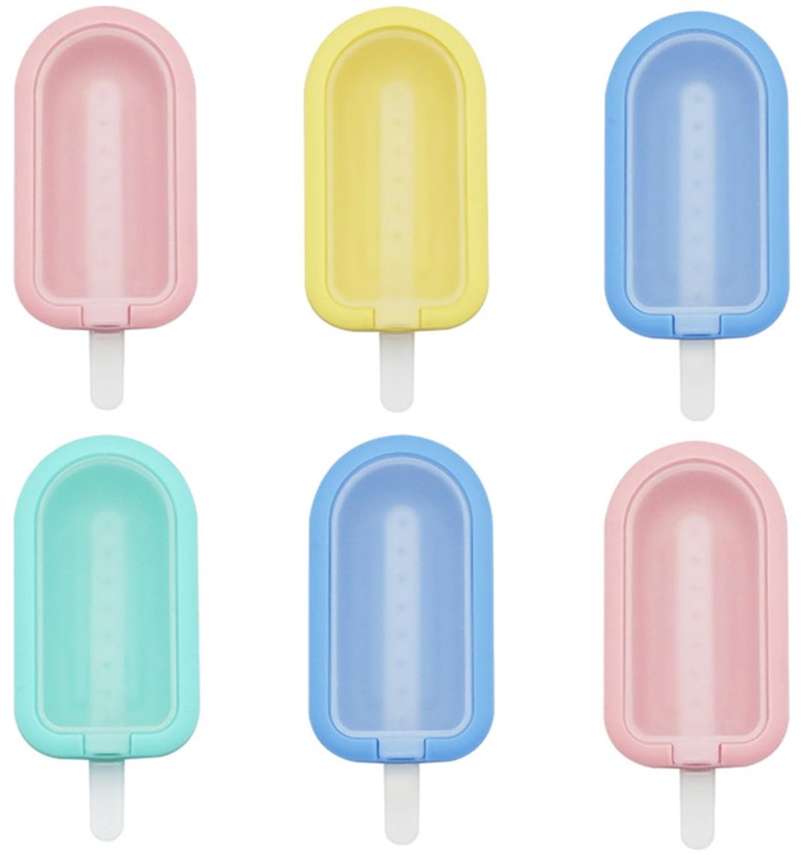 IJslollyvormen - 6 stuks - Met deksel - Siliconen ijsvormpjes - Herbruikbaar - Stapelbaar - BPA Vrij - Multicolor - Voor kinderen en het hele gezin