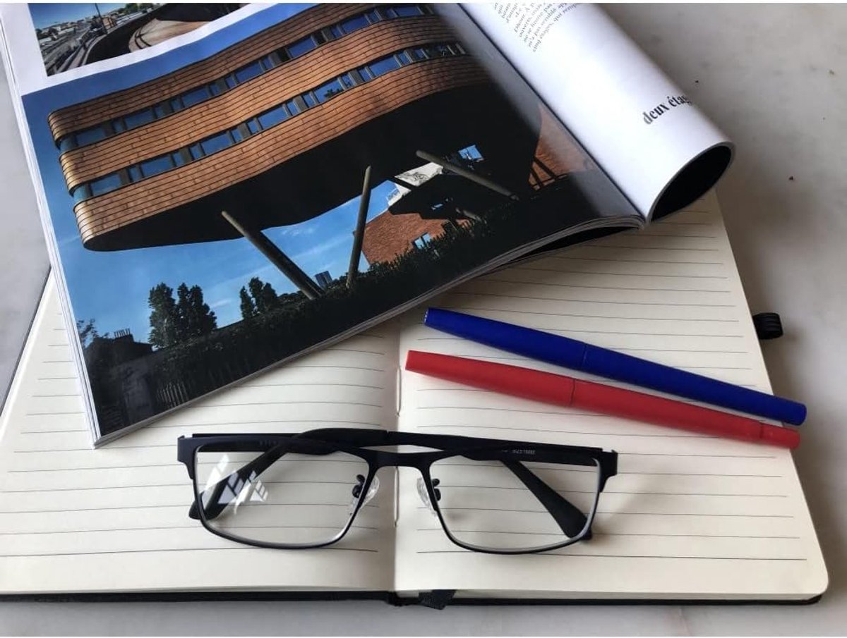 Leesbril Heren - Bril - Lezen - Lichtgewicht Metaal - Rechthoekig - Blauw
