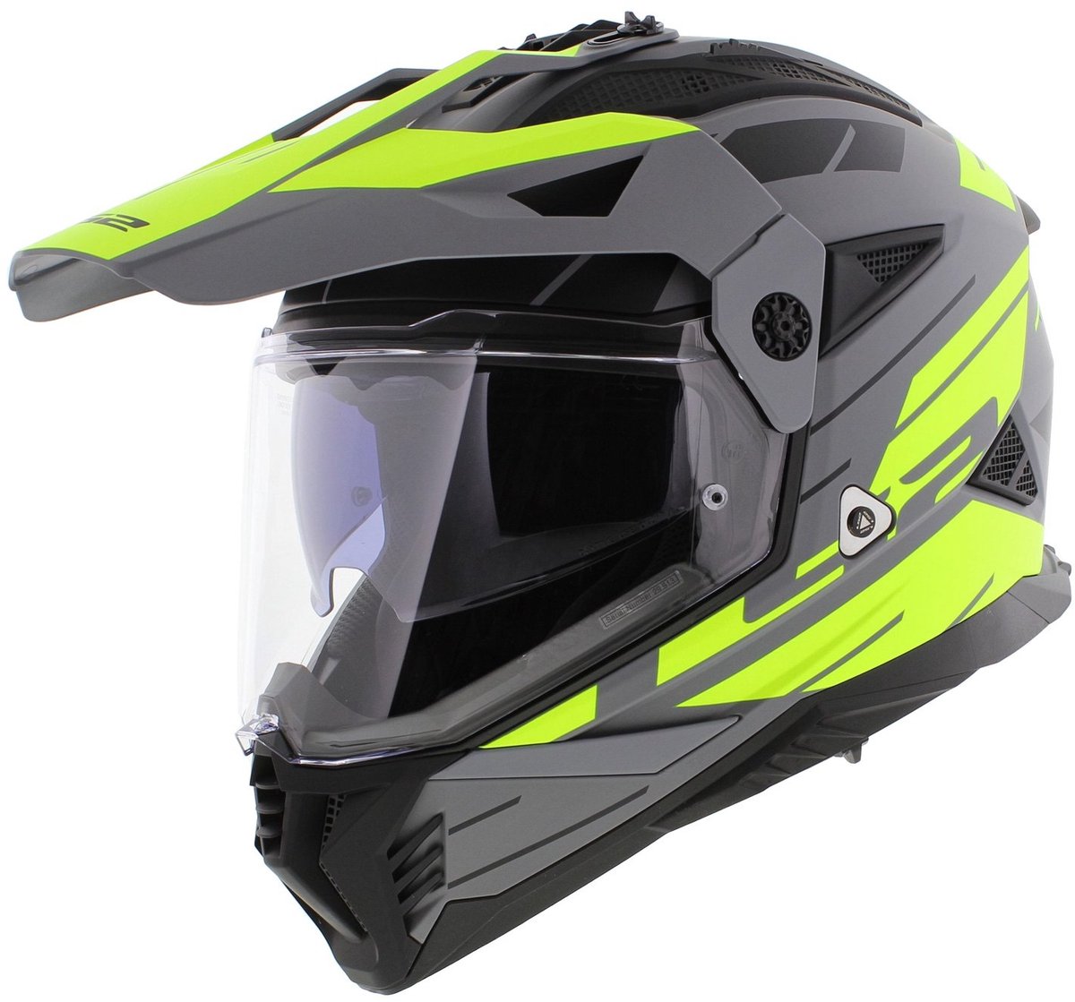 LS2 MX702 Pioneer II Namib Mat Grijs Fluo Geel Adventure Helm - Maat XL - Helm – foto 6