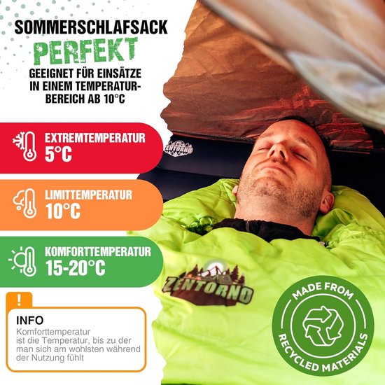 Winterslaapzak - Mummieslaapzak Outdoor - Kamperen en Hiken - Waterafstotend en Ademend - 210x75 cm - Groen — afbeelding 4