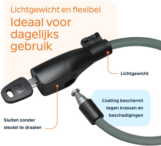 AXA Resolute 8-120 - Kabelslot - Slot voor Fietsen - Gebruiksvriendelijk - 120 cm lang - Diameter 8 mm - Groen van AXA — afbeelding 3
