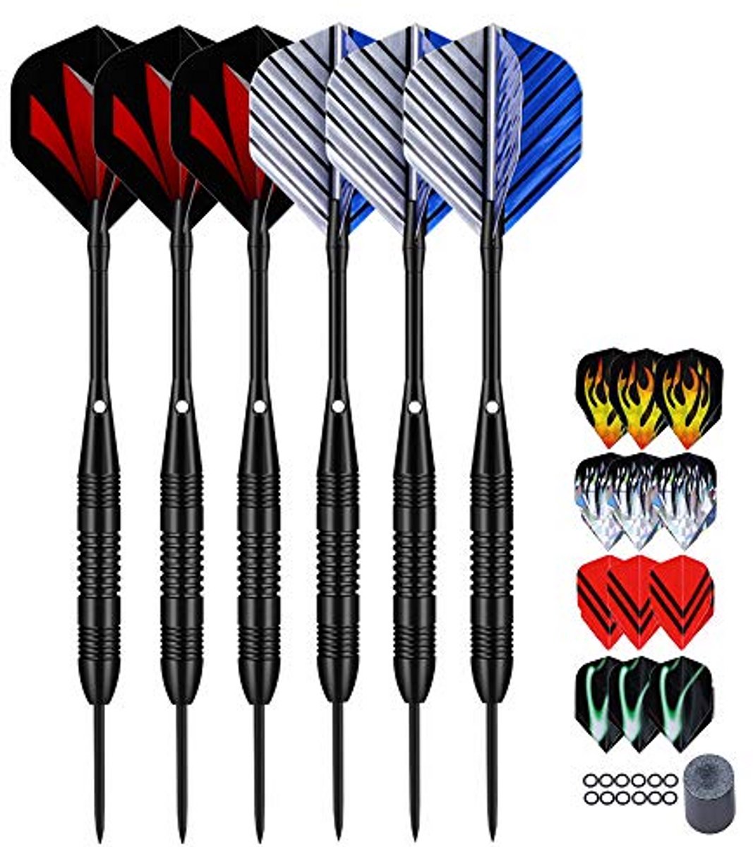 Stalen Dartpijlen Set - Darts met Metalen Punt - Precisie Spel - Driedelige Grip Textuur - 6 Stuks 23 Gram