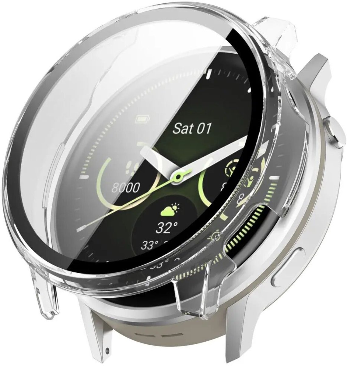 Hoesje met Ingebouwde Tempered Glass Geschikt voor Garmin Venu 4 41MM - Smartwatch Hoes met Screen Protector - Hard Plastic Bumper Case - Transparant