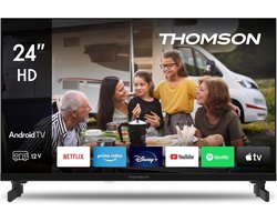 Smart LED TV - Camping TV Android - Onderweg Entertainment - Google Assistent Ingebouwd - 24 Inch HD - Zwart