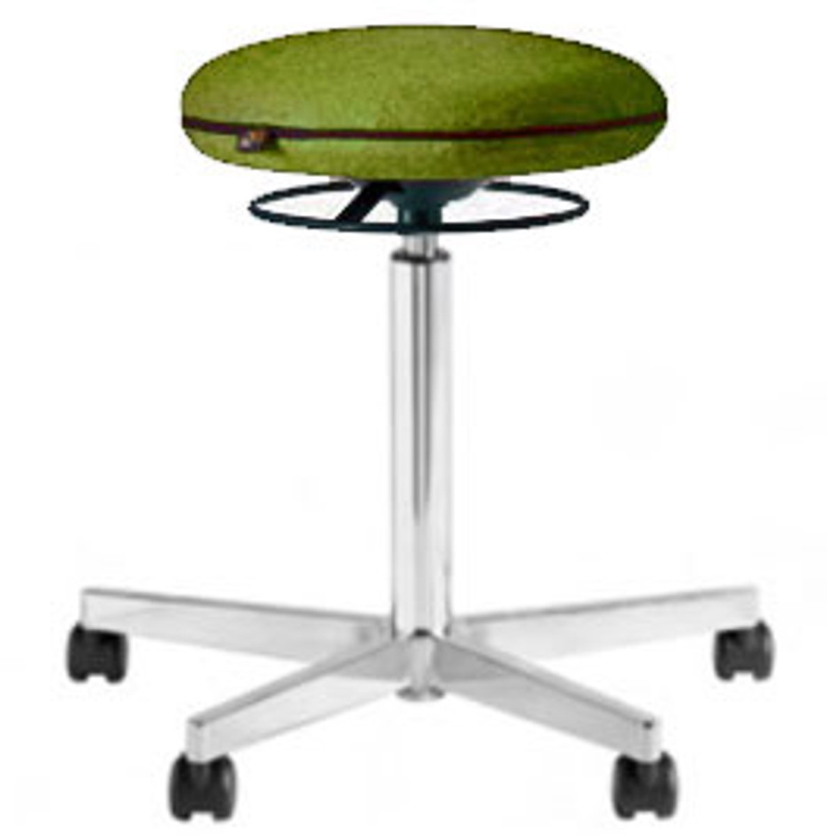 Circle - Ergonomische werkkruk - Zit sta kruk - Blazer Groen - Wielen - Gepolijst Aluminium Voetplaat
