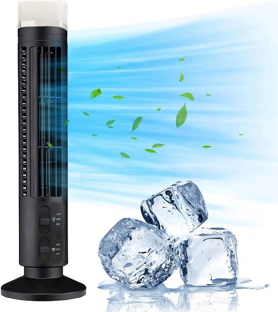 Stille Torenventilator - Bladloze Ventilator - Verkoeling Thuis - 34dB Geluidsniveau - 35 x 12 cm - Zwart