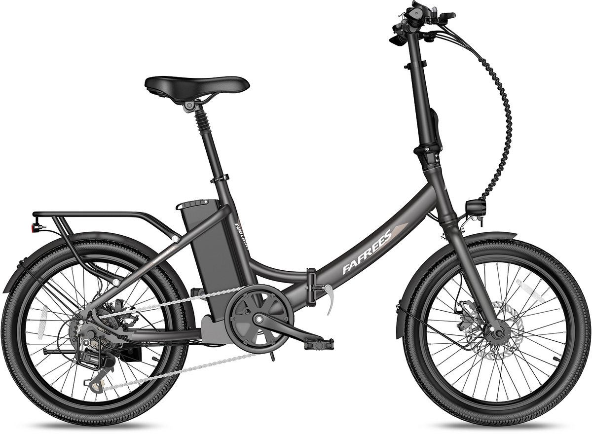 FAFREES F20 Light Opvouwbare Elektrische Fiets – 36V 20Ah Accu, 100km Bereik, 20" Banden, 7-Speed Shimano Grijs