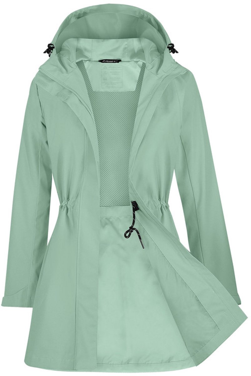 Daity Regenjas dames trenchcoat | lange waterdichte softshell jas met capuchon - Maat XL