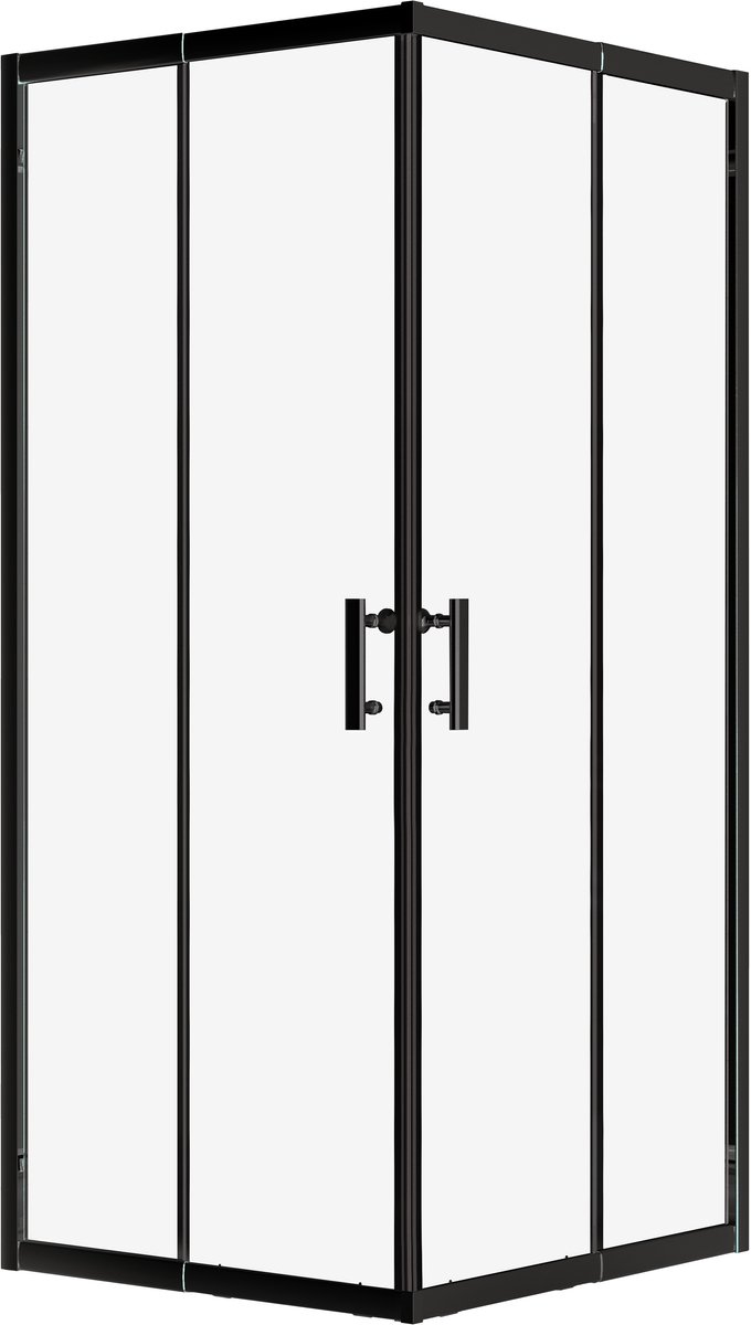 Bad Land HELA douchecabine vierkant zwart 80 x 80 x 190 cm helder glas