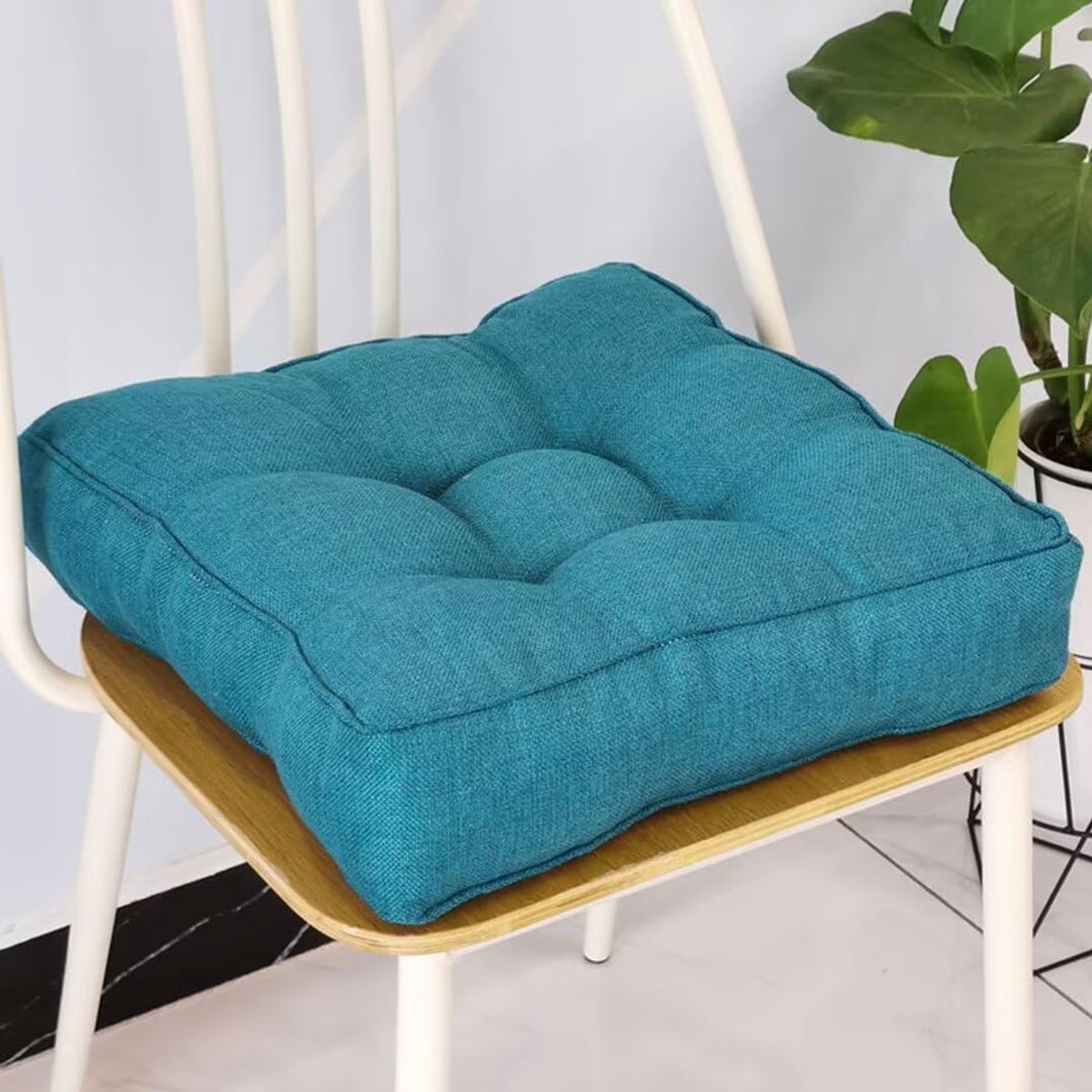 Comfortabel Zitkussen 45x45 cm, Dik Gewatteerd Stoelkussen voor Binnen en Buiten