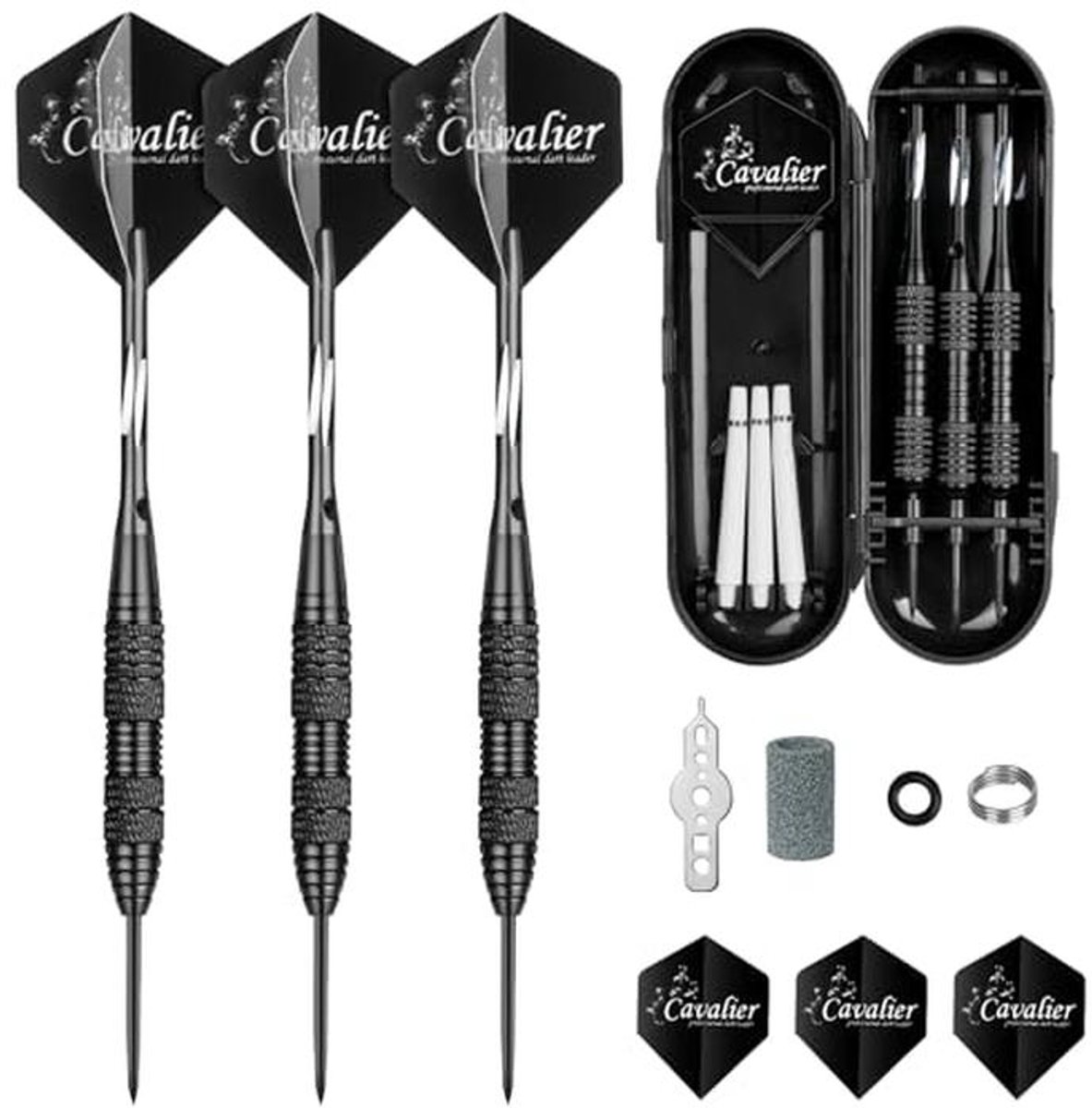 Professionele Dartset - Stalen Darts - Huis en Kroeg - Antislip Handvat - 24 gram - Zwart