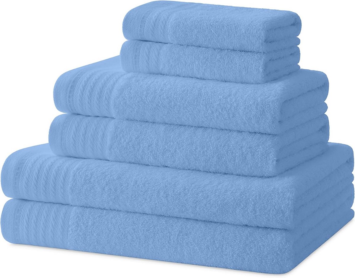 Badhanddoekenset Katoen - Zachte Handdoeken - Badkamer Comfort - Zeer Absorberend - 6 Deli