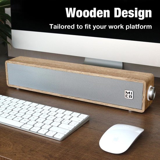 Bedrade Soundbar - PC Luidsprekers - Muziek Luisteren - Houten Design - 3988 cm Lengte - Geel — afbeelding 3