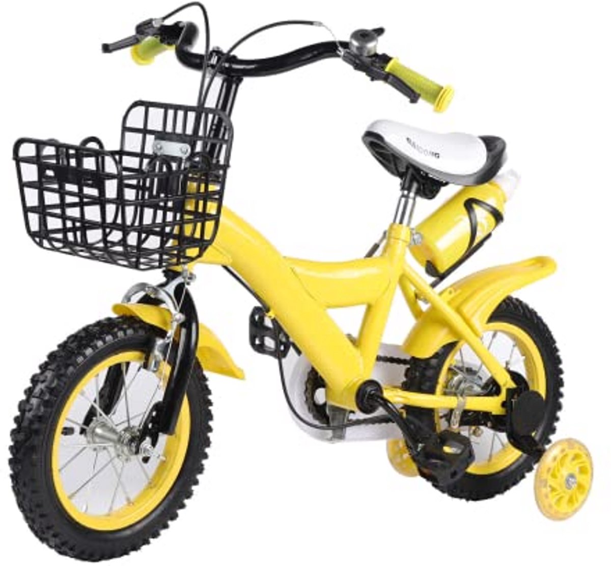 Kinderfiets Loopfiets met trappers Eerste fietservaring Inclusief steunwielen 12 inch Geel