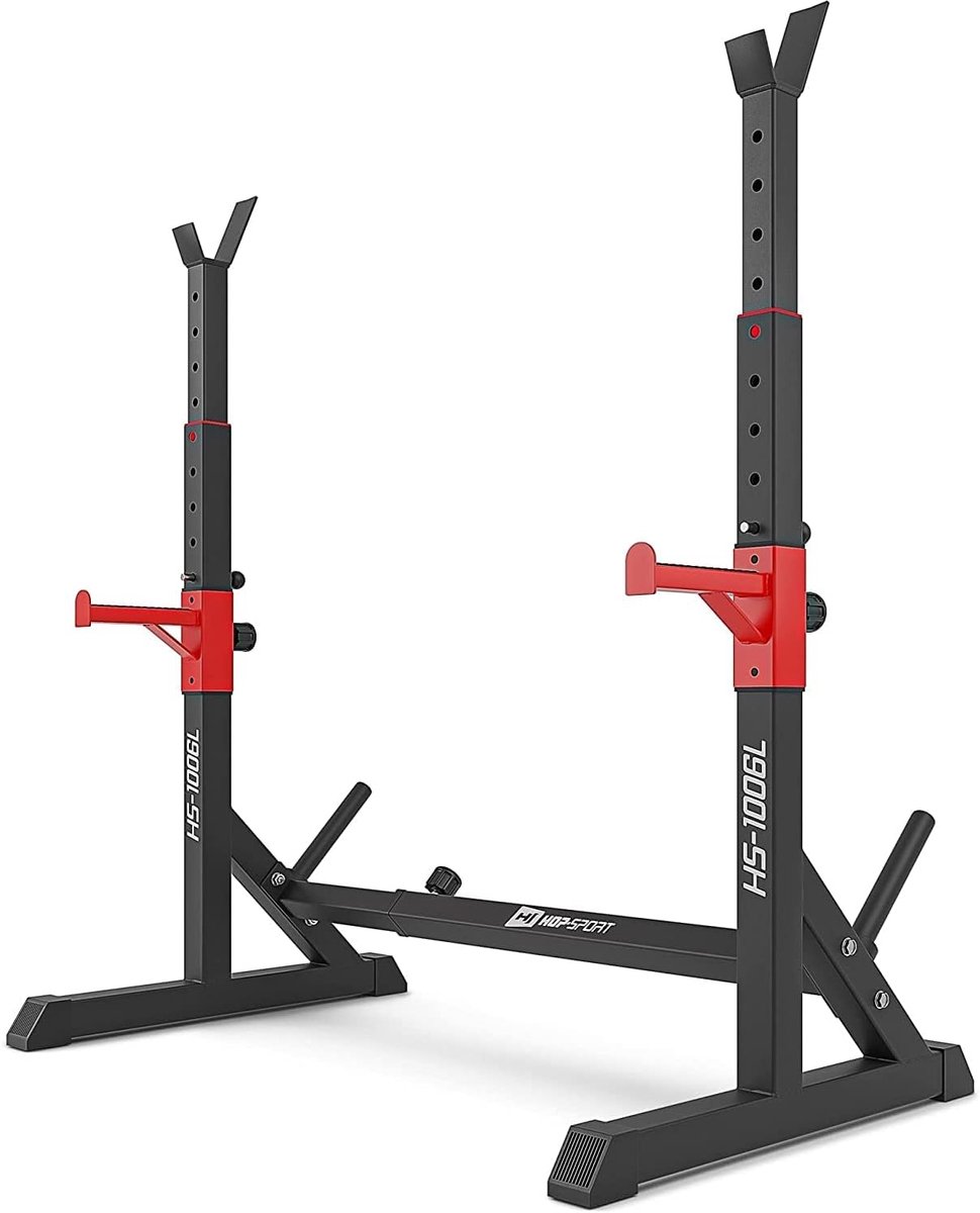 Krachtstation Squat Rack - Halterstandaard Fitness - Kracht Training - Verstelbare Veiligheid - Max 200 kg - Zwart