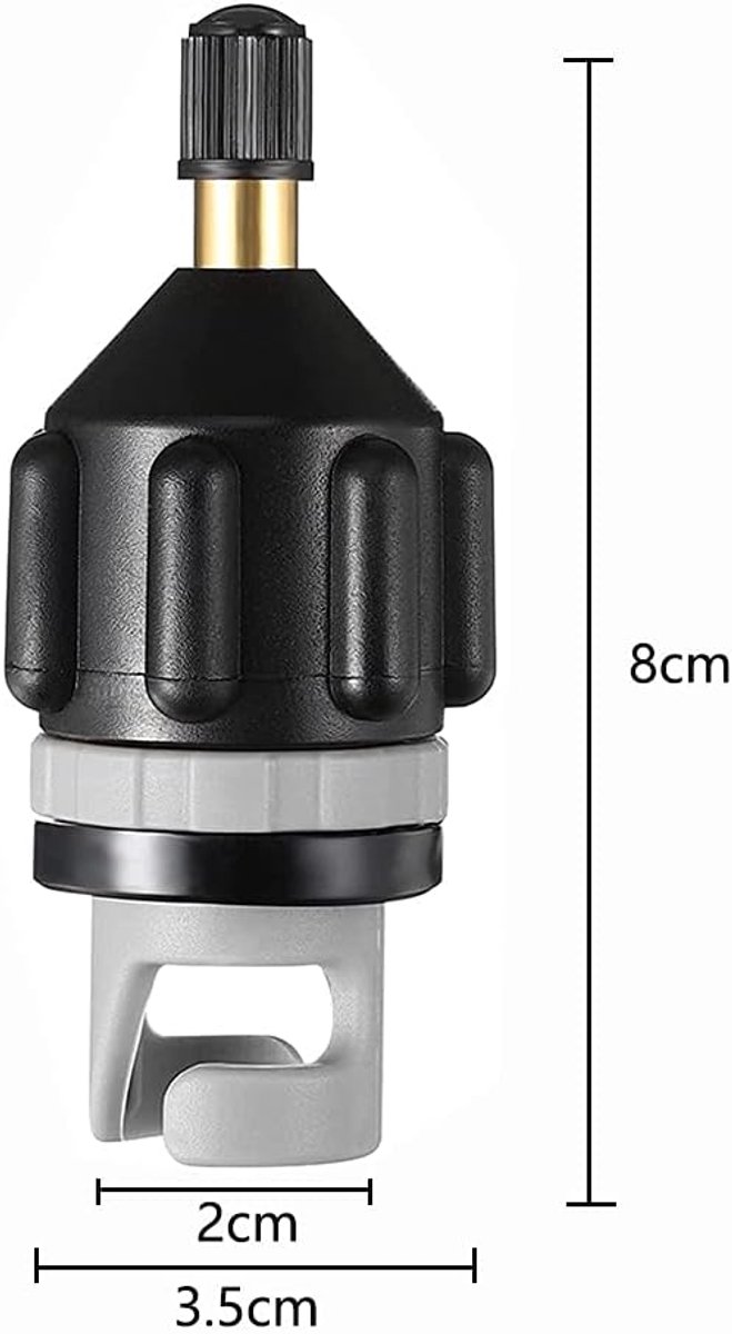 Opblaasventiel adapters - Pomp accessoires - Watersport uitrusting - Universele pasvorm - 2 stuks - Zwart — afbeelding 5