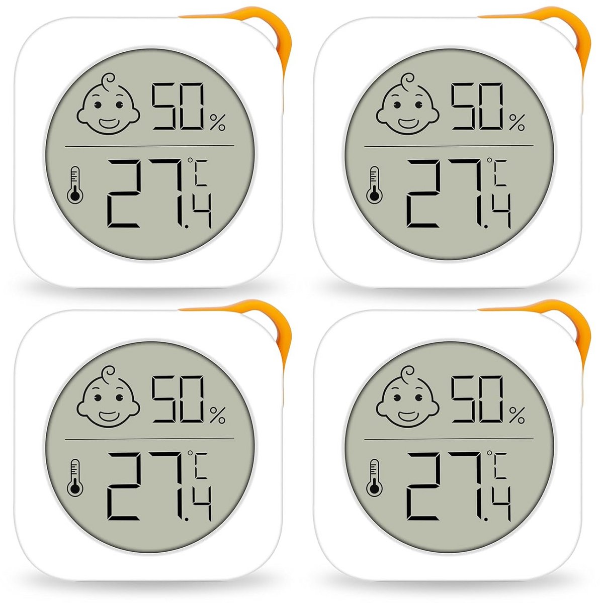 Digitale Hygrometer - Klimaatmeter - Binnenklimaat Monitoren - Comfort Smiley Indicator - 44 x 44 mm - Wit