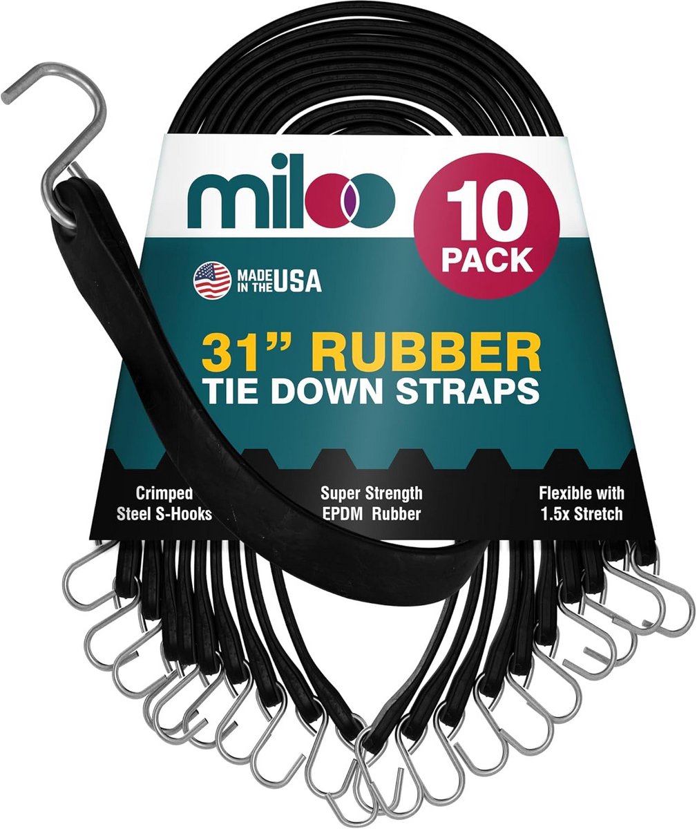 Rubberen Bungeekoorden - Elastische Spanners - Lading Zekeren - EPDM Super Sterkte - 10 Stuks - Zwart