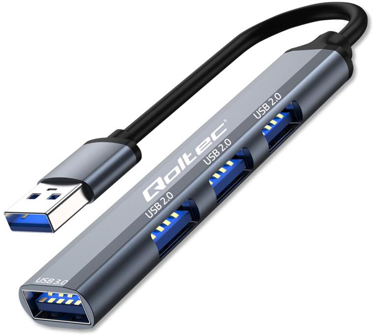 Qoltec Hub Usb 3.0 4-In-1 Voor Computer, 3X Usb 2.0 Adapterpoortverlenging