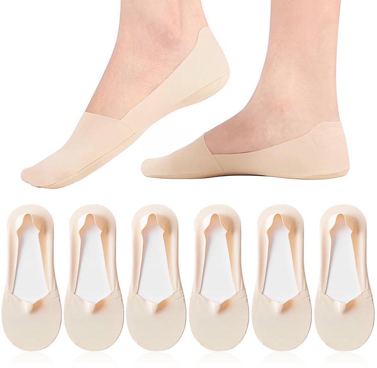 Dailygoods- Sneakersokken Dames Antislip Hiel - Onzichtbare Sokken - Comfortabel Nylon/IJszijde - Maat 33-39 - Driedimensionaal Ontwerp - Vochtregulerend - Voetsokken