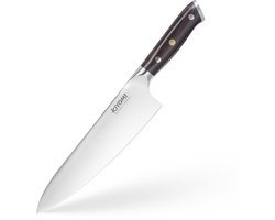Kiyomi Koksmes 21 cm - Professioneel Chefmes - Duits X50CrMoV15 Staal - Vlijmscherp Keukenmes - Ergonomisch Pakkahouten Handvat