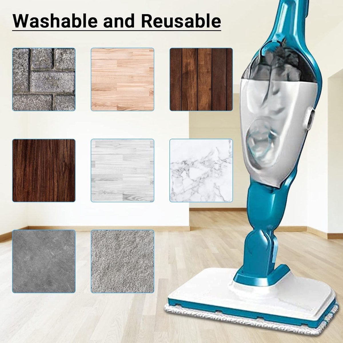 4 stuks wasbare microvezelpads - geschikt voor Black Decker Steam Mop, FSM1500, FSM1600, FSM1610, FSM1620, FSM1630, FSMH162,Dweil Pad wasbaar vloer reiniger mop stoom - Vervangt FSMP2 – foto 2