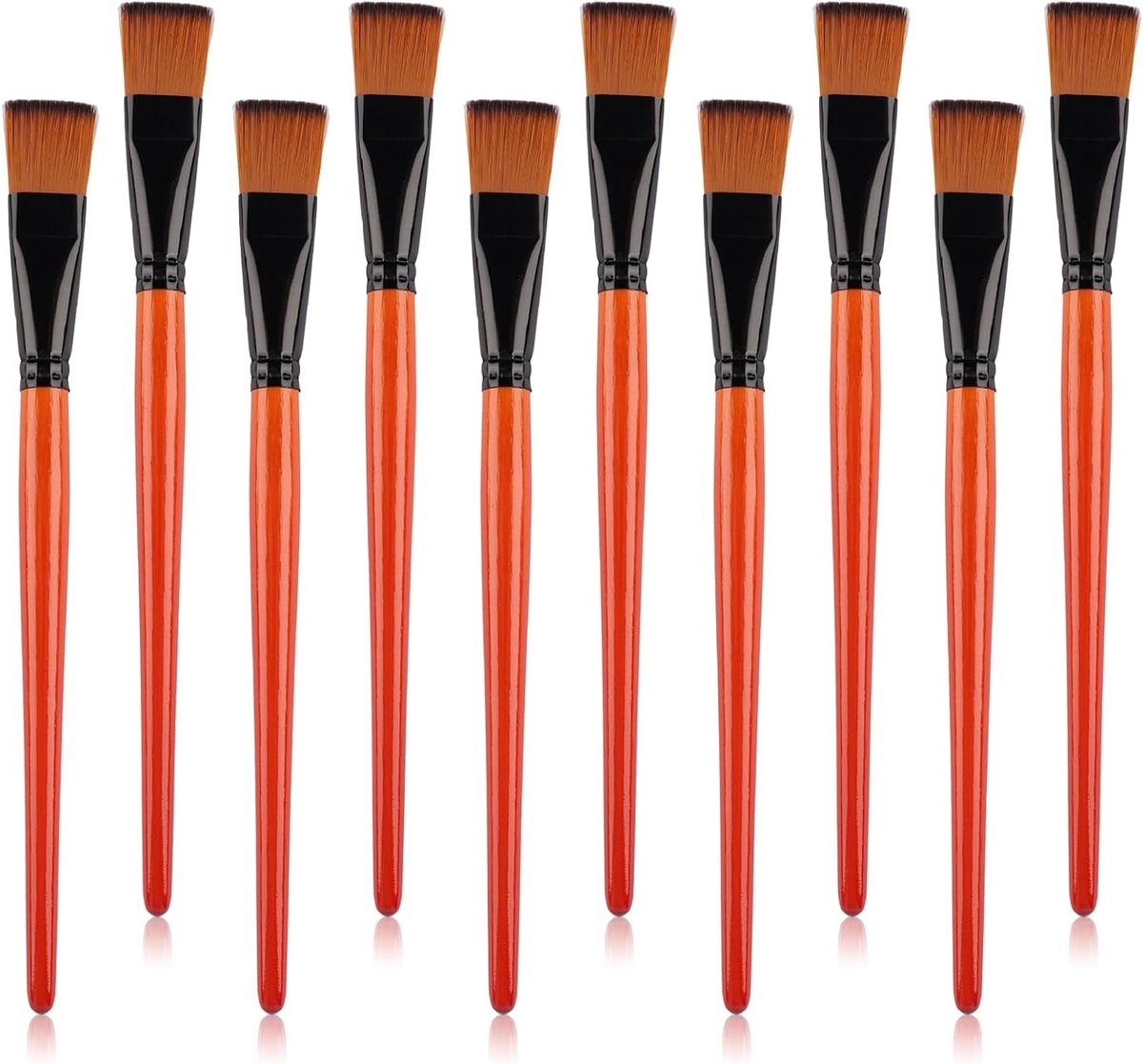 Set van 10 Professionele Verfkwasten voor Acryl-, Waterverf- en Olieverf - Breed en Plat, Nylon Detailkwasten voor Schilderen