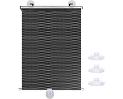 Uitschuifbare rolluik, met 3 zuignappen, zwarte verduisteringsjaloezie, draagbaar gordijn, geschikt voor thuis/slaapkamer/auto (zwart - 50*125cm)
