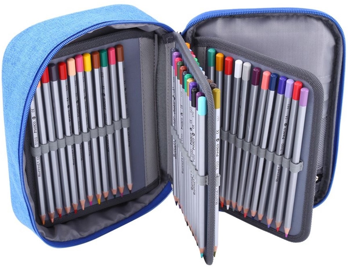 Dailygoods- Etui grote capaciteit - Opvouwbaar - Meerlaags - Ritssluiting - Voor kunstenaars/studenten - 24 x 18 x 6.5 cm - Pennenetui