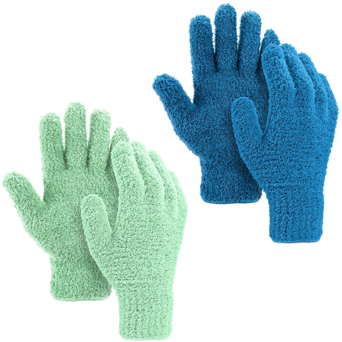 Dailygoods- Afstofhandschoenen 2 Paar - Microfiber Schoonmaakhandschoenen - Huishoudelijke Reinigingshandschoenen - Antislip - Zacht - Krasvrij