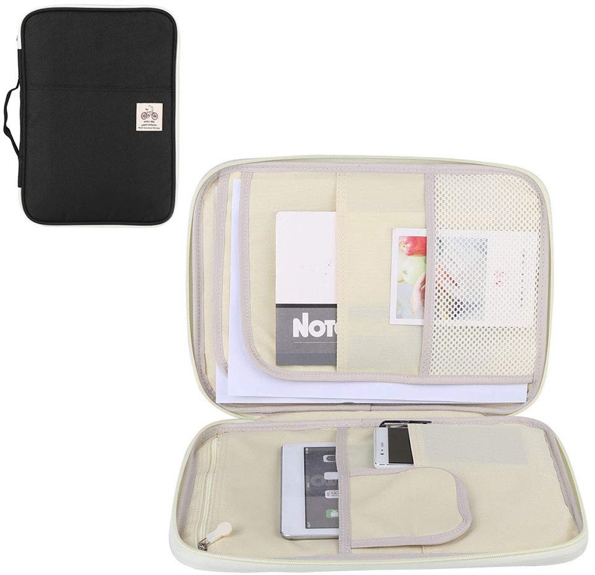 Dailygoods- Documenttas Waterdicht - Multifunctionele Bestandenmap - Organizer met Ritssluiting - Multi-Pocket-Design - Draagbare Afmetingen 35x25x3,5 cm - Geschikt voor Notitieboeken en Pennen