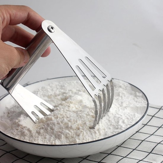 Ambachtelijke Bakmixer - Deegsnijder - Deeg Mengen - Ergonomisch Antislip Handvat - 133 x 12 cm - Zilverkleurig — afbeelding 5