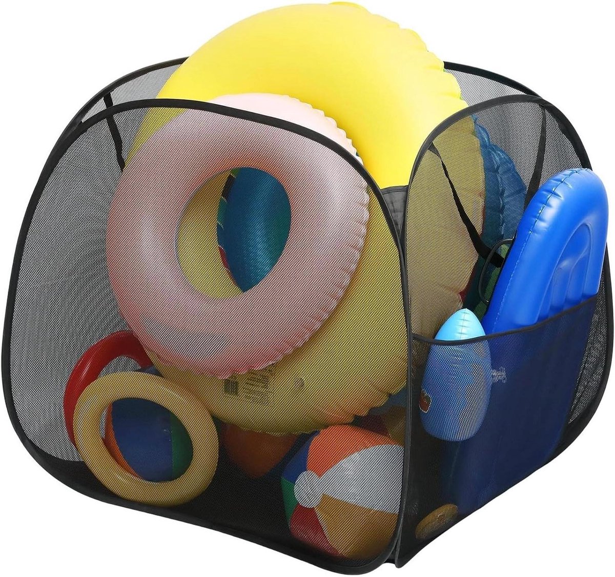 Opbergbak Zwembadspeelgoed - Buitenopberger Container - Buitenruimte Ordenen - Opvouwbaar Stevig Frame - 33x33x5 cm - Zwart