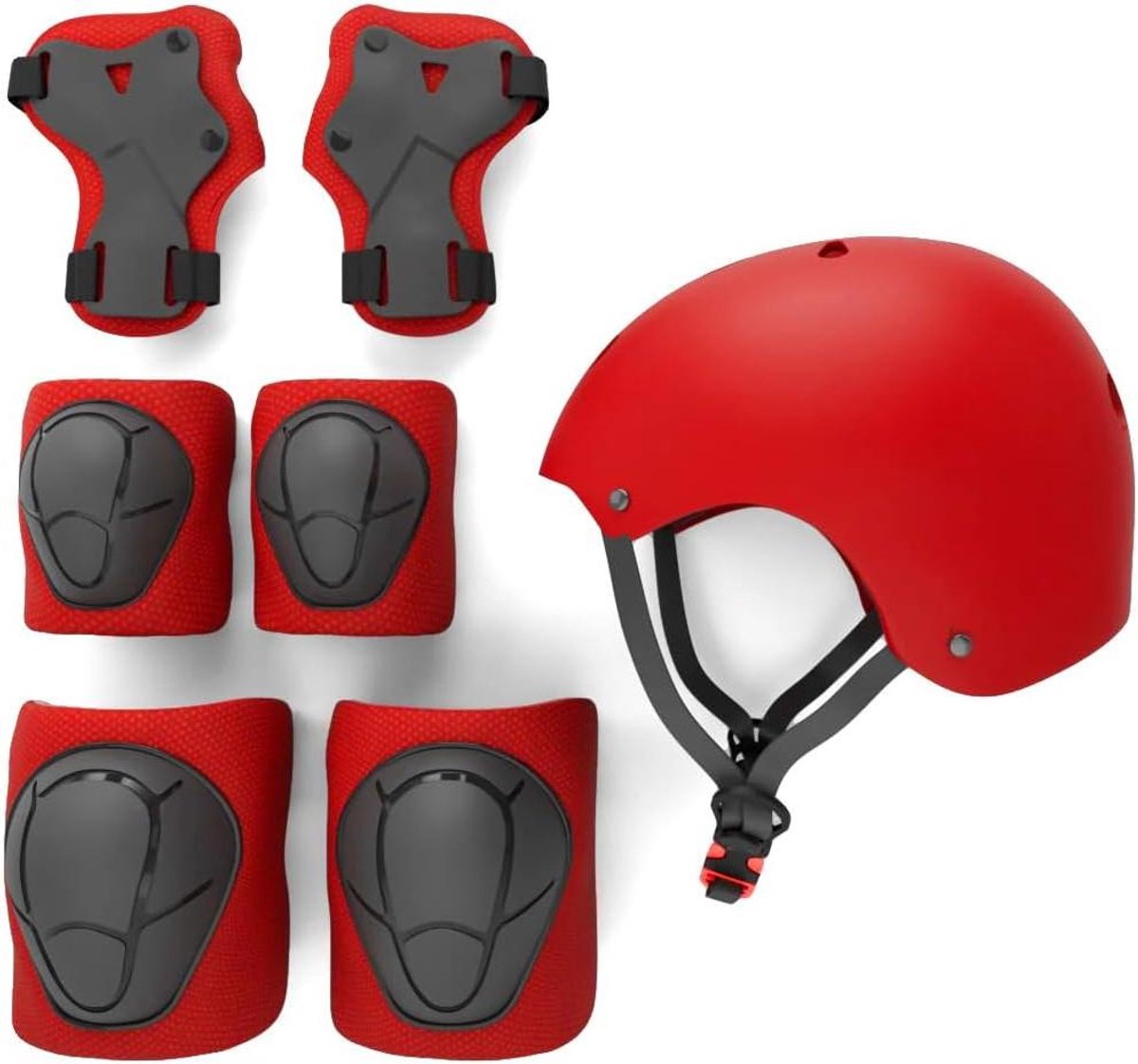Kinder Beschermingsset - Helm en Pads - Actieve Buitensport - Compleet Veiligheidspakket - Verstelbaar - Rood