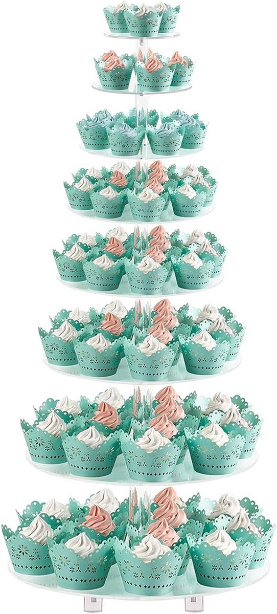 Taartstandaard Acryl - Dessert Toren - Feestelijke Presentatie - Inklapbaar Ontwerp - 8 Lagen - Transparant