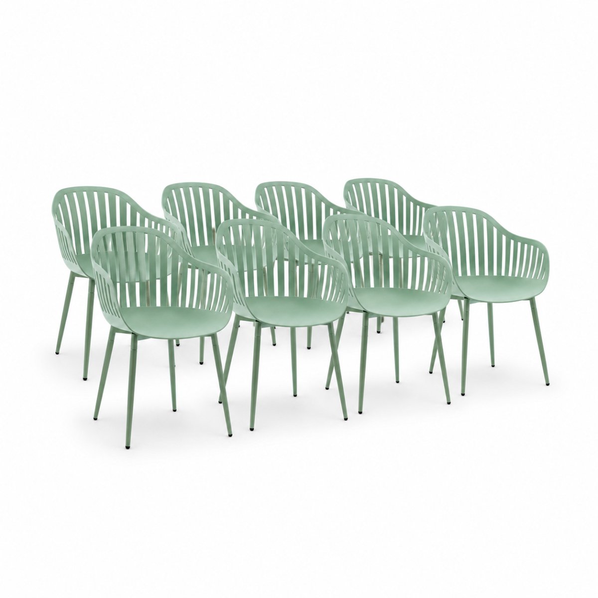 DS4U® - Harry tuinstoel - Set van 8 - Groen - Kunststof - Kuipstoel