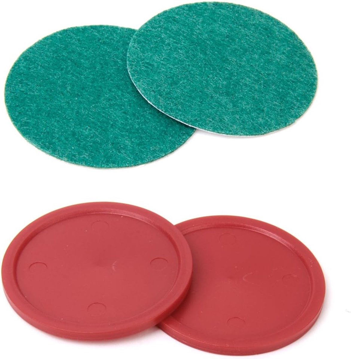 Air Hockey Set - Tafelhockey Accessoires - Spelplezier Thuis - Vilt Bodem - Set van 4 - Rood